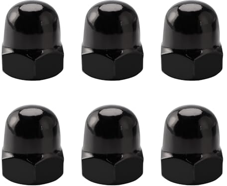 YYIGVMO 6 Stücke M12 Schwarz Edelstahl 304 Eichelmutter, Sechskant Hutmuttern, für Reifen und Achsen