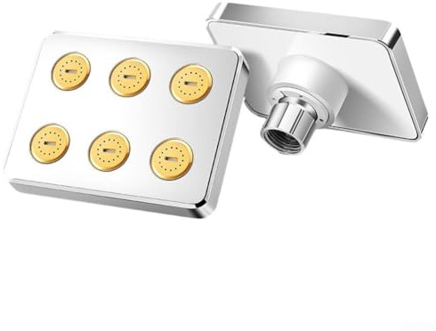 Booster Technology - Soffione doccia sovralimentato, con grande uscita d'acqua e doccetta girevole a 360 gradi per un'esperienza doccia flessibile (argento)