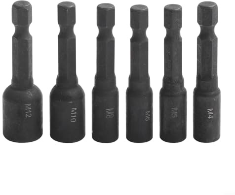 Stecknuss-Adapter, 6 Stück, 4–12 mm, Gewindebohrer-Adapter, 1/4 Zoll Sechskantschaft, Verlängerung, legierter Stahl, Stecknusshalter für M4-M12 Gewindebohrer mit verbessertem Griff, Heimwerker und