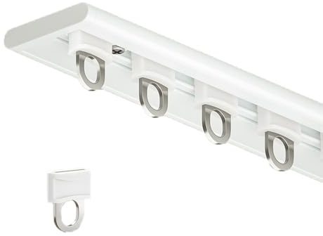 Gardinspår i aluminium, 280 cm (110,2 tum) takskena för integritet, vit, enkel installation, perfekt för öppna utrymmen, 200 cm/300 cm alternativ tillgängliga, gardintillbehör
