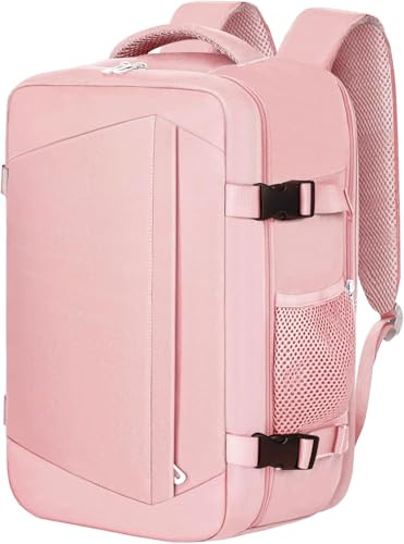 KIRFEIHT Zaino da Viaggio 40x30x20 per Ryanair 24L Bagaglio a Mano Aereo Piccolo - Borsa da Viaggio per Cabina, Zaini Universali per Uomo e Donna per Scuola Trekking Lavoro - Rosa