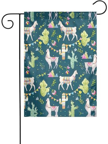 Llama Animale Alpaca Cactus Tropicale Stampa Decorazione Vacanze Fuori Bandiera di Natale Resistente allo sbiadimento Inverno Prato Portico Patio Decorazione Esterna