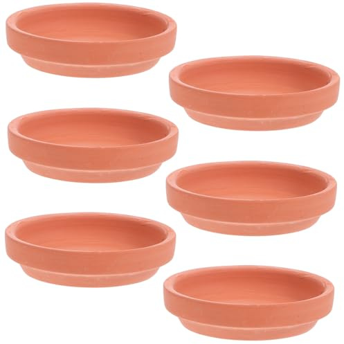 Yardenfun Lot de 6 Soucoupes Rondes pour Plantes en Terre Cuite, Plateaux pour Pots de Fleurs 7,5 Cm, Bac à Eau sous Plante, Supports Polyvalents pour Jardinage Intérieur et Extérieur,