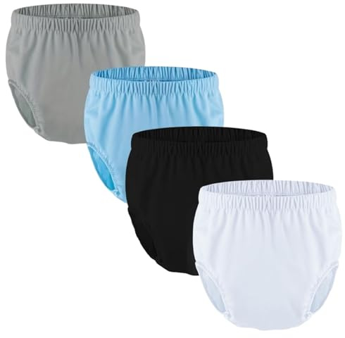 4 Pcs Adult Diaper Covers Waterproof Leakproof Incontinence Panties Adult Plastic Pants Diaper Cover Reusable Incontinence Protective Briefs Underwear for Women Men(Multi-Colored 1,Small)