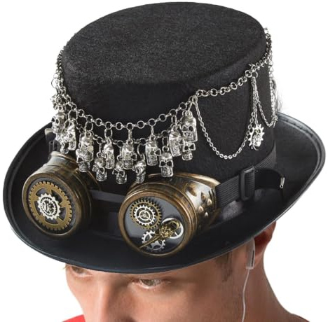 Steampunk Hatt med Skyddsglasögon Spöklik Skalle Retro Stil Med Justerbar | Steampunk Cylinderhatt för Vuxenkostymer För Scen Fotografering Maskeradbal Karneval Sammankomst Och Karaktärsutmani