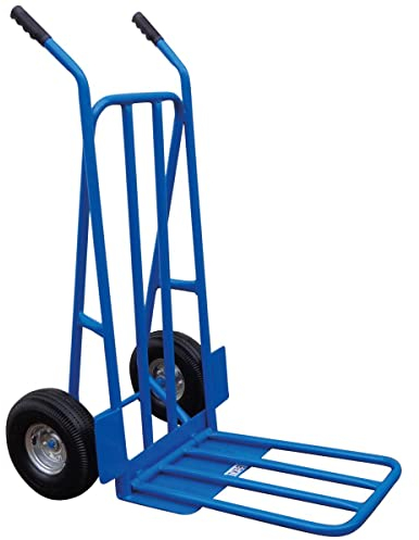 BULLDOZER PRO Heavy Duty Sack Truck, Folding Platform Trolley, Pneumatic Tyres Sack Barrow, Durable Steel Frame, Rubber Handle Grips, Domestic & Commercial Use, 270kg Capacity, Yellow (112x56.5x47cm)