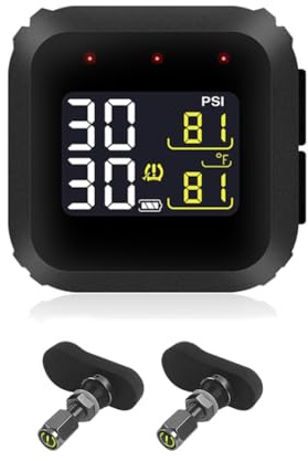 Fegtrtyoa Interner Drucksensor Ausgestattetes Motorrad TPMS Reifendrucküberwachungssystem LCD-Display Magnetladefunktion