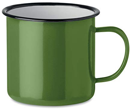noTrash2003 Kaffeetasse Becher Mug Coffee Trinkbecher Emaille-Becher Vintage Look Je 350 ml Versch. Farben und Mengen (Grün, Einzeln)