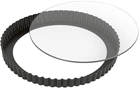 Original Kaiser Inspiration Tarteform mit Hebeboden Glas 28 cm, Quicheform antihaftbeschichtet, herausdrückbarer Hebeboden, schnittfest, servierfertig