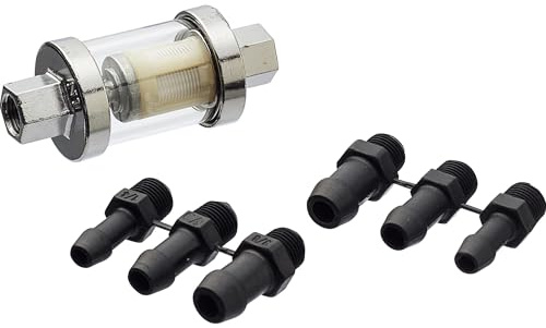 Hashiru Benzinfilter Metall/Glas für 6/7/9mm Schläuche - 29x66mm - Universell Einsetzbar schwarz