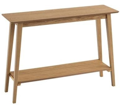 Consola recibidor laminada color roble claro con 2 baldas de 100x30x72 cm