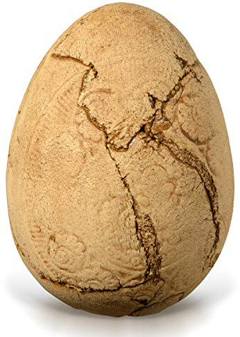Stengods dekorering brun handgjord 11,5 x 16,5 cm trädgårdsdekoration keramiskt ägg trädgårdsfigur handgjord dekorativ figur stenutseende