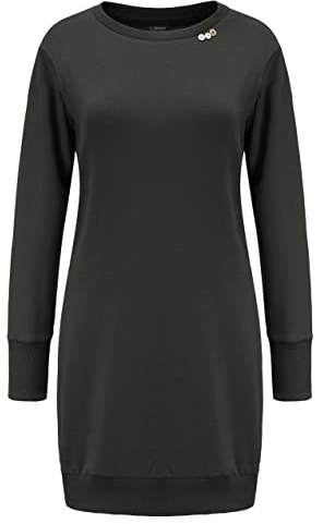 DOTIN Damen Sweatkleid Langarm Sweatshirt Pulloverkleid Herbst Hoodie Kleider Lässiges Jumper Tops, Dunkelgrau, S