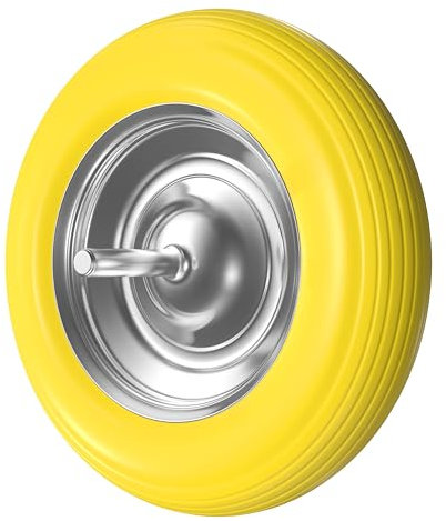 Rueda Maciza para Carretilla Obra y Jardín con Llanta Metálica Antipinchazos Impimchable Jardineria Uso Profesional y Doméstico