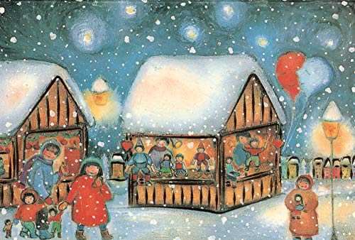 sticker-dealer Nostalgie Weihnachtskarten 5 Stück Retro Grußkarten Doppelkarte