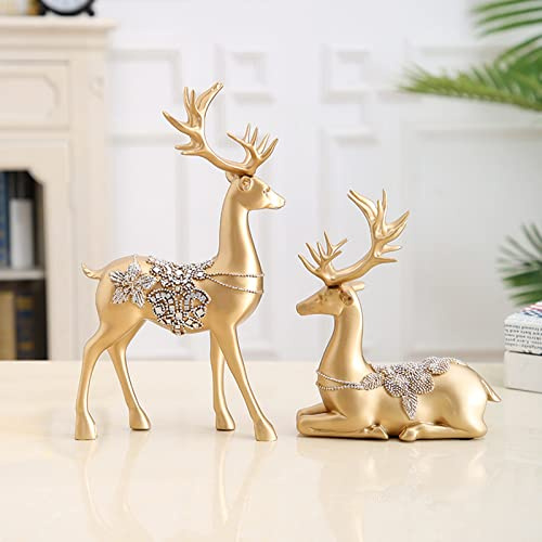 BZHIB Decorazioni per Renne Natalizie Set di 2 Statuette di Cervi di Natale, Renne in Piedi E Sedute Decorazione di Cervi Natalizi per Interni, Decorazioni Natalizie E Natalizie per La Casa
