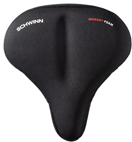 Schwinn Comfort Bike Cruiser Seat Cover, Memory Foam Padding Dual Strap, Fits Cruiser Bikes and Wider Saddles