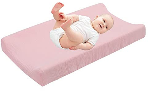 Bezug für Wickelunterlage, Asudaro Universal Wickelauflagenbezug aus Baumwolle Wickelunterlage Abdeckung Weich und Atmungsaktiv Baby-Wickelauflage Wickeltischauflage 81x 41x 13cm Rosa