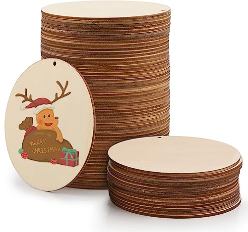 Lalago LALAGO 50 dischi di legno, 10 cm, dischi di legno per fai da te, etichette in legno, spessore 2,5 mm, per scrivere, ciondolo in legno, per fai da te, decorazione di nozze, 50* Rotondo
