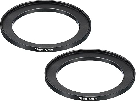 PATIKIL 58mm-72mm Metal Step Up Ring, 2 Pack Camera Lens Filter Adapter Ring Aluminum Filter Adapter Ring for Camera Lenses Hood, Black