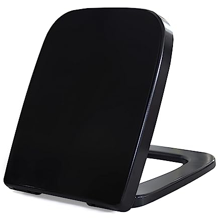 Fanmirtk Abattant WC Forme Carrée Noir, Siège de Toilette en Plastique Dur avec Frein de Chute et Démontage Rapide, Installation Facile, Lunette WC Universelle 45.5 x 36,5 x 4,5 cm
