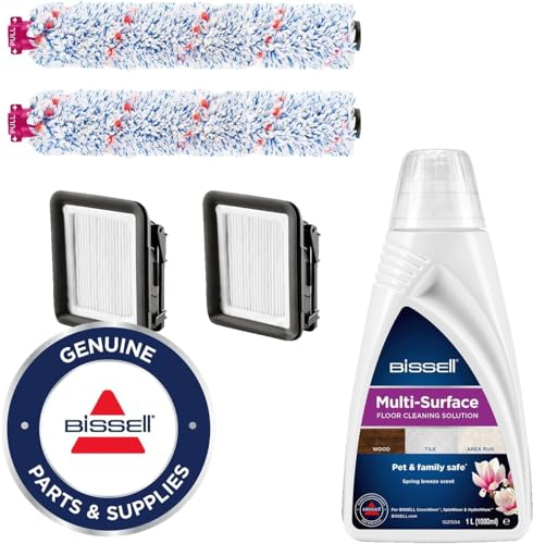 BISSELL Kit di Accessori per CrossWave | Ricambi Originali | 2 x Spazzole Multisuperficie | 2 x Filtri | Detergente per Pavimienti Multisuperficie da 1L | per CrossWave, SpinWave e HydroWave | 3823