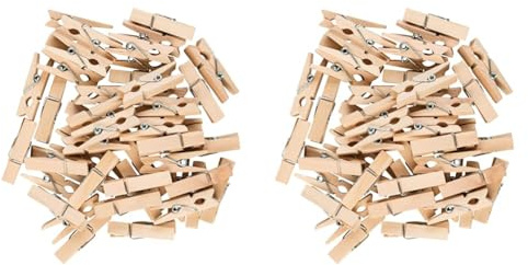 Idena 63134 - Mini Wäscheklammern aus Holz, 48 Stück, ca. 3,5 cm lang, Holzklammern zum Basteln, Dekorieren und Verzieren (Packung mit 2)