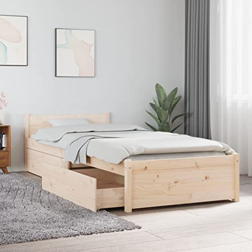 ZQQLVOO Bettgestell Familienbett Palettenbett Bett mit Schubladen 75x190 cm 2FT6 Small Single Geeignet für Familienzimmer