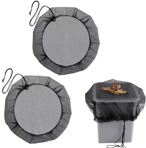 WOUMON 2 Pezzi Copertura per Barile da Pioggia, Coulisse Regolabile Cisterna Acqua Rete, Rete per Cisterna Piovana, Protezione Contro Foglie Cadute Zanzare (Stil2)