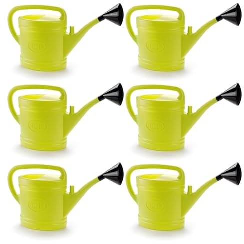 Acan Tradineur - Pack de 6 Regaderas de plástico - Capacidad 12 litros - Utensilios de jardinería, riego, casa, balcón, terraza, Patio - Color Amarillo