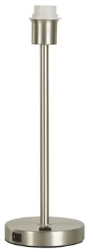 Licht-Erlebnisse Gestell für Tischlampe 40 cm hoch Metall in Nickel matt Kabel Stecker E27 Lampenfuß für Tischleuchte