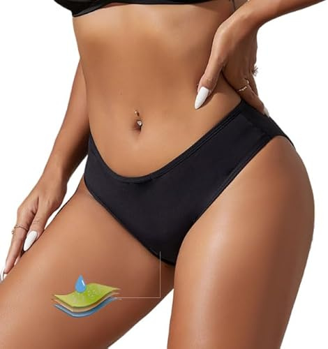 Okdance Periodenhose zum Schwimmen, mittlere Taille, Periodenhose für Teenager, Mädchen, Damen, 4-lagig, auslaufsicher, Bademode, spurlos, für Wasseraktivitäten