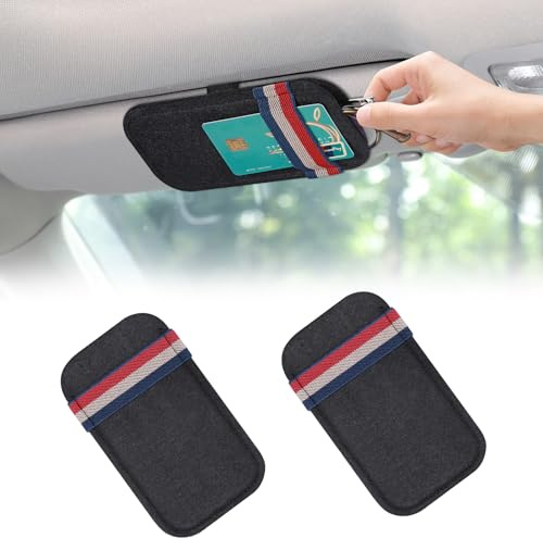 JIZZU 2 Stücke Brillenhalter für Auto, Universal Sonnenblende Brillenetui | Auto Sonnenbrillen Clip Aufbewahrungskoffer, Sonnenbrillenhalter Sonnenblende, Ticket-Kartenclip, Schwarz