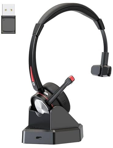 Beebang Casque Bluetooth avec microphone pour PC, casque sans fil avec micro et bouton muet, 40 heures de temps de fonctionnement, casque Bluetooth 5.2 avec suppression du bruit mono pour travail,