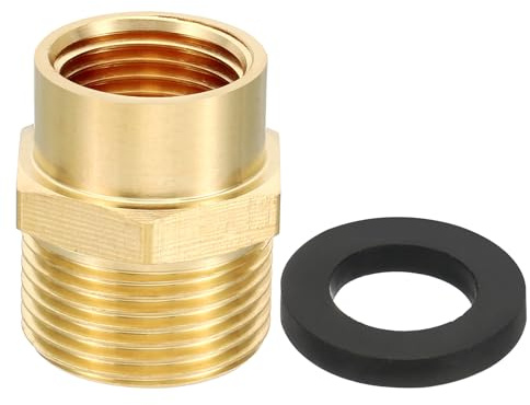 PATIKIL Brass Pipe Fitting Adapter, 1/2 NPT Female Thread x 3/4 G Male Thread Brass Reducer Hex Tubing Hose Connector Adaptor with Gasket for Plumbing Water Line Connection