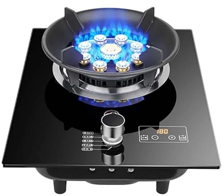 THEGA Stufa A Gas 7KW, Fornello A Gas, Bruciatore per Fornello in Vetro Temperato, Fornello A Gas Portatile, Fornello A Gas con Promemoria Antiscottatura, Fornello A Gas con Funzione Timer(NG)