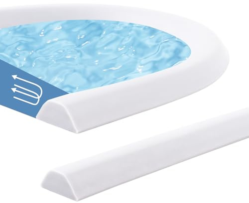 Ztowoto 200cm Joint Porte Douche Auto-AdhéSif,Joint Salle De Bain Paroi De Douche Sans Cadre Pour La SéParation Humide Et SèChe,Seuil De Douche Barrage D'Eau Pour éVier, Porte De Salle De Bain(Blanc)