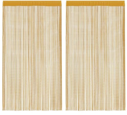 vidaXL Fadenvorhänge 2 STK. Golden 140x250 cm