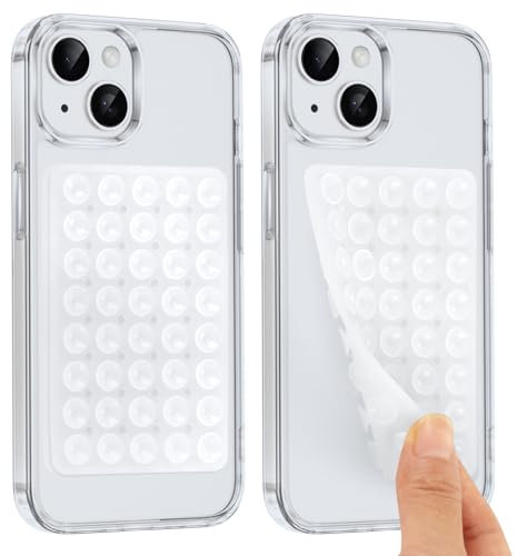 Knrlqim 2 Ventosa per Telefono,Ventose per Telefono in silicone,Compatibile con Tutti i Modelli,Porta Smartphone Antiscivolo per Selfie e Video,Hands-Free, Accessori Telefono(Trasparente)