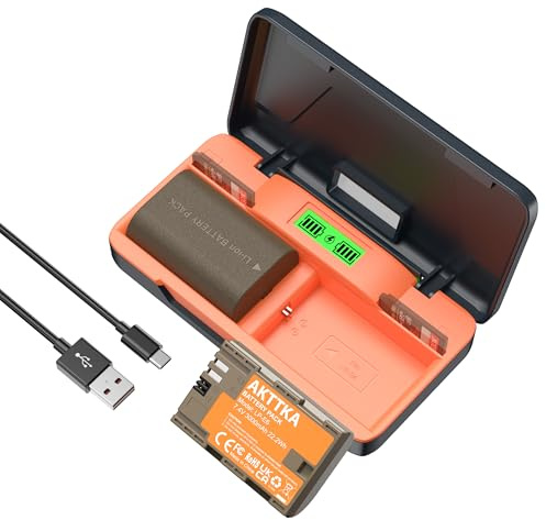 AKTTKA Batería LP-E6 (2 x 3000 mAh) con Carga rápida de 20 W y Funda portátil – Compatible con Canon LP-E6/LP-E6N y EOS 5D Mark II/III/IV, 6D, 6D Mark II, 7D, 7D Mark II, 60D, 70D, 80D, 90D