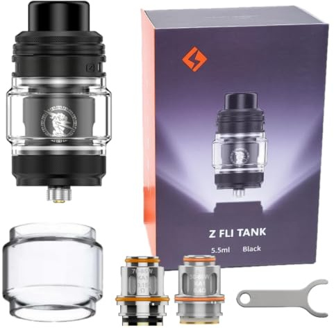 For Geekvape Atomizador Z Fli Tank 5,5 ML (Negro) Resistencia Z 0,15 XM/0,4 XM boquilla de goteo 810 flujo de aire superior preciso a prueba de fugas vaporizador original - No Nicotine