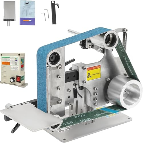 DHMYDPDZ 2 x 36 Zoll Bandschleifer, Messerherstellung,Tisch-Bandschleifer, Messerschärfer mit Schleifbändern Körnung 60/800 zum Schleifen von Messern,maximale lineare Geschwindigkeit von 78,74 Fuß/s