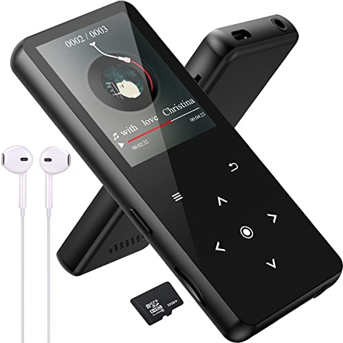 BJNN 32GB MP3 Player with Bluetooth 5.0, Music Player with Built-in HD Speaker, FM Radio, Voice Recorder, HiFi Sound, E-Book Function, Earphones Included