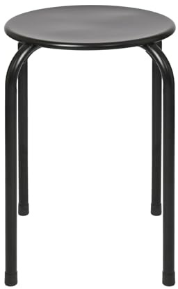 Harbour Housewares Metal Stacking Stool - Matt Black - 1x Adults Small Stackable Kitchen Dining Breakfast Bedroom Vanity Dressing Table Sitting Room Office Chair Chairs Seat Set