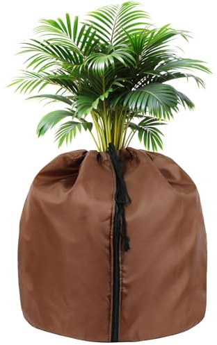SOARFLY Protection thermique pour pot de plantes d'hiver, 65 x 70 cm, protection hivernale pour plantes en pot, avec fermeture éclair et cordon de serrage, film d'aluminium pour plantes, racines pour