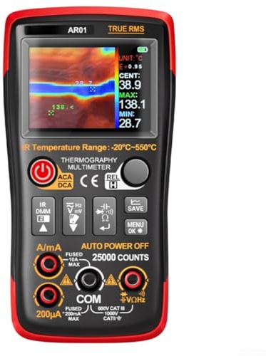 Multimetro digitale per termocamera a infrarossi 2 in 1 con tester di corrente di tensione CA/CC da 25000 conteggi e display TFT da 2,4 pollici per misurazione elettrica
