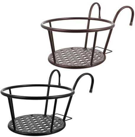 COLLBATH 2 Pezzi Supporto Portafiori da Balcone in Resistente Nero e Antico Porta Vaso da Appendere per Corrimano e Davanzale per Esposizione Piante e Bonsai Design Semplice e Versatile