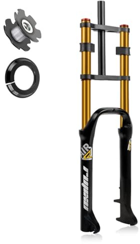 LHHL Forcella Fat Bike 20/26x4.0 Ammortizzata 180mm Escursione Forcella Aria MTB Tubo Dritto Freno a Disco QR 9x135MM Forcella for Mountain Bike Regolazione smorzamento for eBike Snow Beach