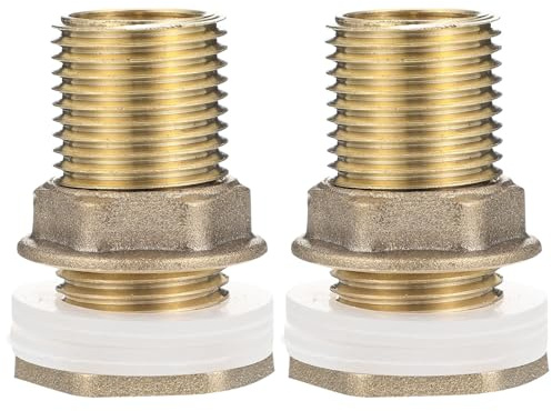 Hohopeti Raccordo Passante in Ottone 3/8 Femmina X 1/2 Maschio Guarnizione in Silicone, Connettore Paratia per Serbatoi Acqua, Tubi Irrigazione e Rubinetti, Set 2 Pezzi per Uso Domestico