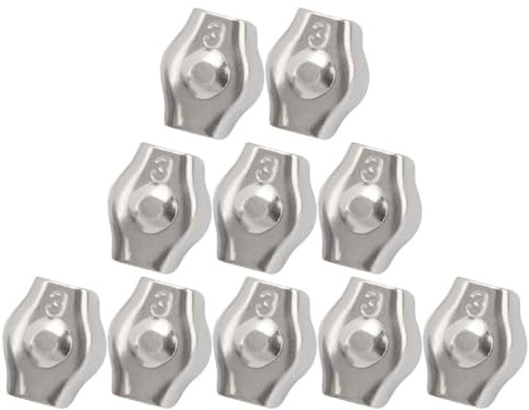 SAFIGLE 10pcs 304 Stainless Steel Single Wire Rope Clips 3mm Cable Clamps with Bolt, Wire Splicer Cable Grips Suitable for Rigging and Industrial Use